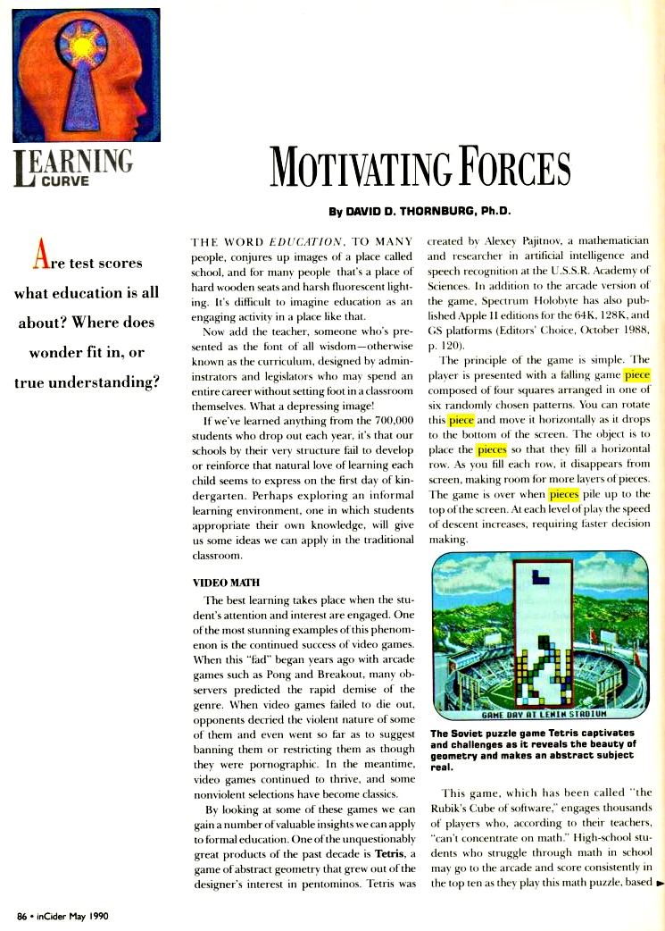 David D. Thornburg (inCider Magazine) [May 1990]